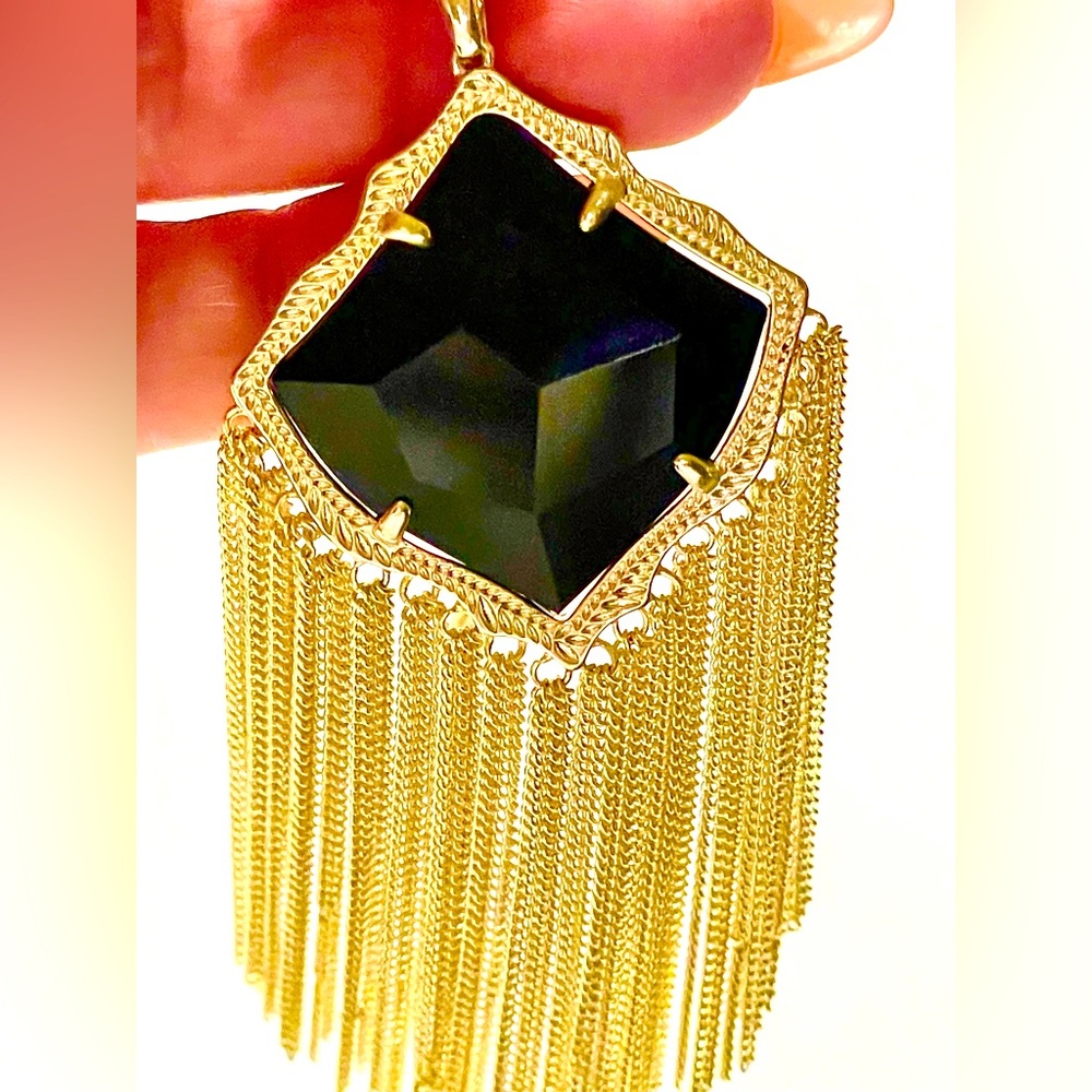 Kendra Scott Black and Gold color, Fringe, Adjustable Necklace.